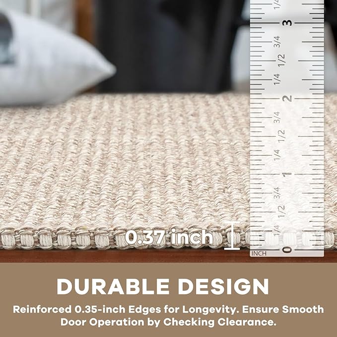KOZYFLY Runners for Hallways 2x7 ft Washable Kitchen Runner Non Slip Rubber Backed Hall Runners Cotton Entryway Runner Rugs Floor Carpet for Indoor Backdoor Bedroom Kitchen, Ivory/Khaki