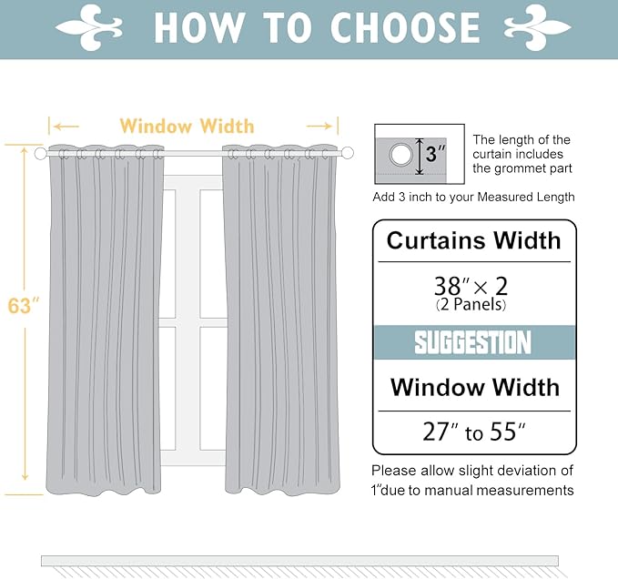 ChrisDowa 100% Blackout Curtains 63 inch Long for Bedroom with Black Liner, 2 Thick Layers Total Blackout Thermal Insulated Grommet Window Curtains 2 Panels Set (Navy Blue, 38 x 63 Inch)