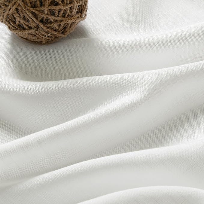 Off White Linen Curtains 63 inches Long for Bedroom Back Tab Sheer White Curtains Narrow Mini Skinny Door Decor Cotton Textured Gauze Curtain for Bathroom Kitchen 2 Panel Set 38x63