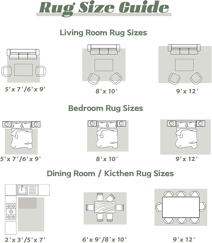 Area Rug 9x12 Washable Rug, Vintage Boho Medallion Rugs Non-Slip Soft Low Pile Large Distressed Rug Indoor Retro Carpet for Living Room Bedroom Dining Room Home Office (Vintage Green, 9'x12')