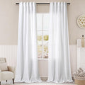 White Linen Curtains38x84 inches Long for Living Room Back Tab Light Filtering Privacy Sheer Curtain Modern Farmhouse Coastal Decor Off White Cotton Textured Narrow Window Curtains 2 Panel Set