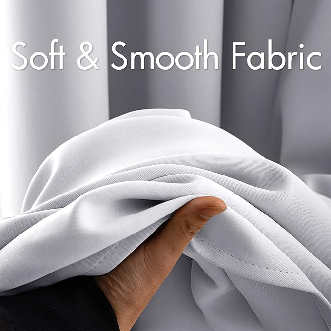 MIULEE Blackout Curtains for Bedroom Living Room, Chirstmas Thermal Insulated Room Darkening Grommet Top Solid Light Blocking Drapery Set of 2 Window Panels 52 x 72 Inches Greyish White