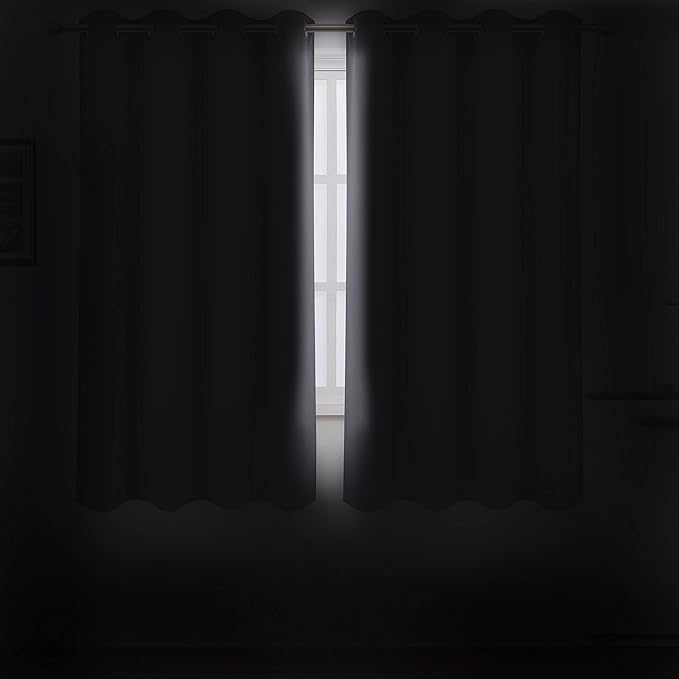 LEMOMO Grey Blackout Curtains 52 x 63 Inch/Gray Curtains Set of 2 Panels/Room Darkening Curtains for Bedroom Thermal Insulated Drape
