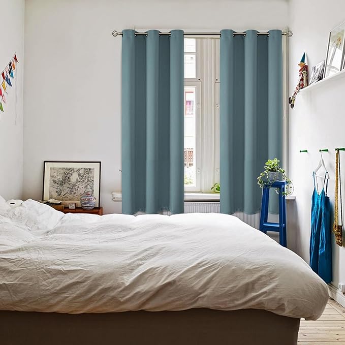 BGment Room Darkening Curtains 72 Inches Long - Grommet Thermal Insulated Drapes Window Treatment Curtains for Bedroom, 2 Panels, 42 x 72 Inch, Stone Blue