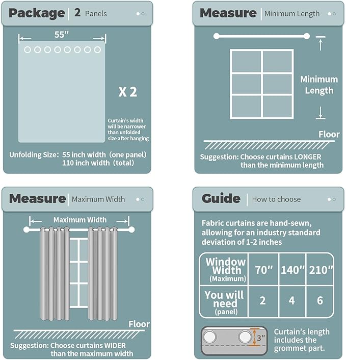 BGment Blackout Curtains for Bedroom - Grommet Thermal Insulated Room Darkening Curtains for Living Room, Set of 2 Panels, Each 55 x 96 Inch, Navy Blue