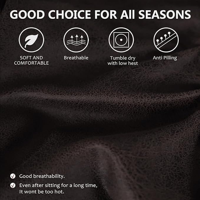 Leather Look Couch Cushion Covers Sofa Seat Slipcovers Sets Couches Furniture Protector for Sectional Armchair Loveseat Pets Kids Stretch Spandex Fabric (1 T-Cushion Armchair, Chocolate)