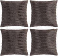 Fancy Homi 4 Packs Boho Dark Brown Decorative Throw Pillow Covers 16x16 Inch for Living Room Couch Bed Sofa, Rustic Modern Farmhouse Home Decor, Soft Plush Corduroy Cute Square Cushion Case 40x40 cm