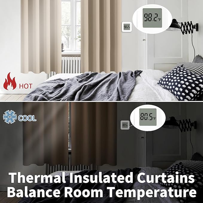 BGment Blackout Curtains - Grommet Thermal Insulated Room Darkening Bedroom and Living Room Curtains, Set of 2 Panels (52 x 45 Inch, Sand)