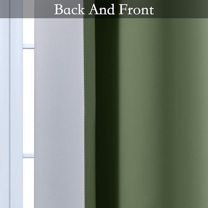 SimpleHome Ombre Room Darkening Curtains for Bedroom, Gradient Sage Green to Grey White Light Blocking Thermal Insulated Grommet Window Curtain/Drapes for Living Room,2 Panels, 52x63 inches Length