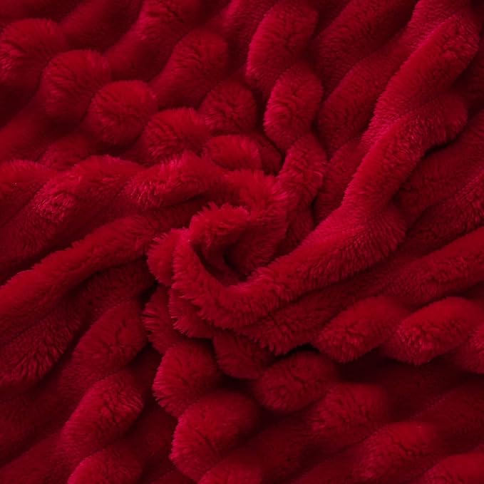 Red Fleece Throw Blanket 50”×70” for Couch Sofa Bed,Super Soft Cozy Plush Microfiber Flannel Blanket with Stripes Design Lightweight for Adults,Woman,Girls