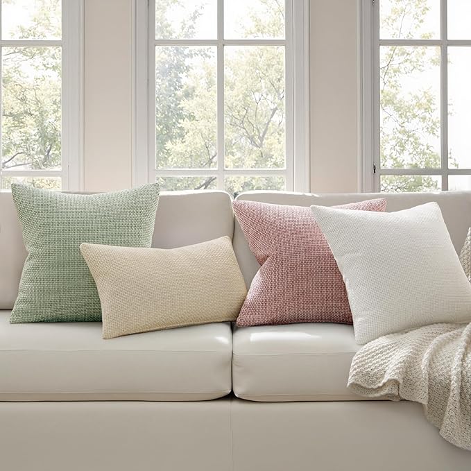 MIULEE Pack of 2 Valentines Day Couch Throw Pillow Covers 18x18 Inch Pink Modern Boho Decorative Pillow Covers Soft Cute Chenille Farmhouse Cushion Covers for Home Decor Bed Sofa Living Room