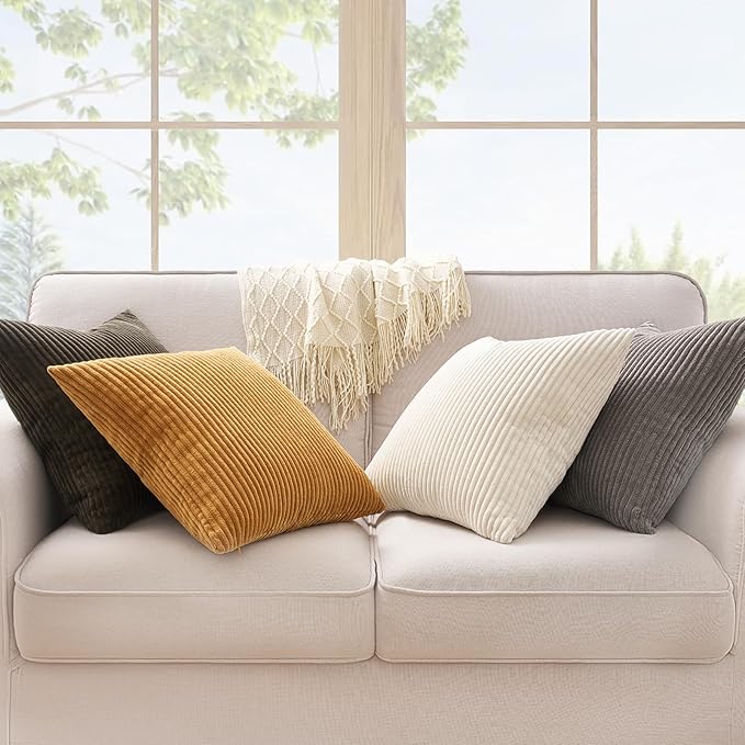 Topfinel Decorative Brown Throw Pillow Covers Cushion Cases, Set of 4 Soft Velvet Modern Double-Sided Designs, Rustic Fall Home Decor, Pillow Inserts Not Included 24x24 inch