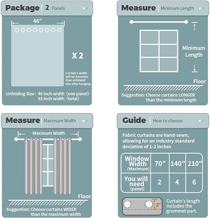 BGment Room Darkening Curtains for Bedroom - Grommet Thermal Insulated Window Treatments Light Blocking Curtains for Living Room, Set of 2 Panels, Each 46 x 63 Inch, Light Grey