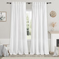 White Semi Sheer Linen Curtains 94 inch Length for Living Room Back Tab Rod Pocket Modern Farmhouse Coastal Decor Off White Cotton Textured Gauze Curtains 94 inches Long for Dining Room Office