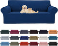 Cupuamon 2026 New Stretch Sofa Slipcovers Couch Cover for 3 Cushion Furniture Protector Sofa Covers with Elastic Bottom Jacquard Fabric Small Checks for Pets, Kids -Sofa, Classic Blue