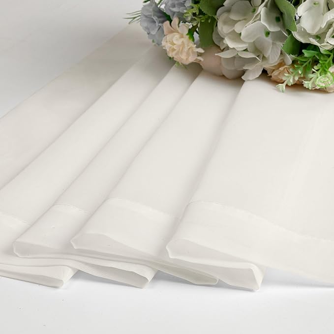 Chyhomenyc Sheer Window Valance Curtains, 2PCS Set, Light Filtering Valances Windows Treatment, Small Rod Pockets Voile Sheer Curtains for Living Room/Bathroom/Basement, 42Wx14L in, Set of 2, Ivory