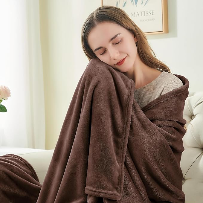 BEDELITE Fleece Blanket Brown Full Blankets for Couch & Bed, Luxury Plush Cozy Fuzzy Blanket 84" x 90", Super Soft Warm Lightweight Throw Blanket for Travel Camping