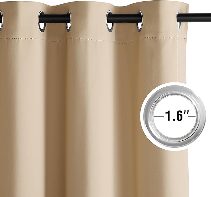 NICETOWN Biscotti Beige Light Blinds - Microfiber Grommet Thermal Insulated Shades for Kid's Room, Yard, Boys Room, Girls Room, Nursery - Lightweight, 1 Pair, W52 x L95