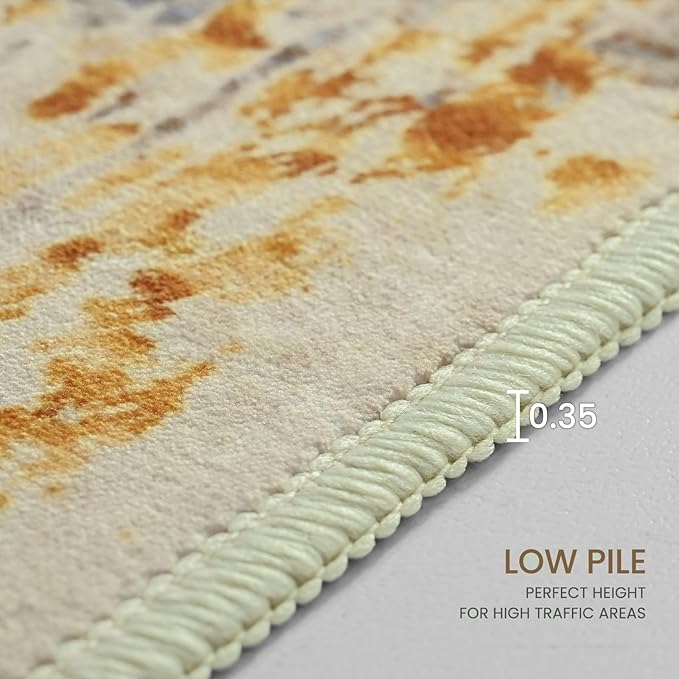 2x6 Beige Rug Runners for Hallways Kitchen Runner Rug Non Slip Washable Tan Long Runner Rugs with Rubber Backing Soft Abstract Carpet Runner for Bedroom, Kitchen, Bathroom, Entryway