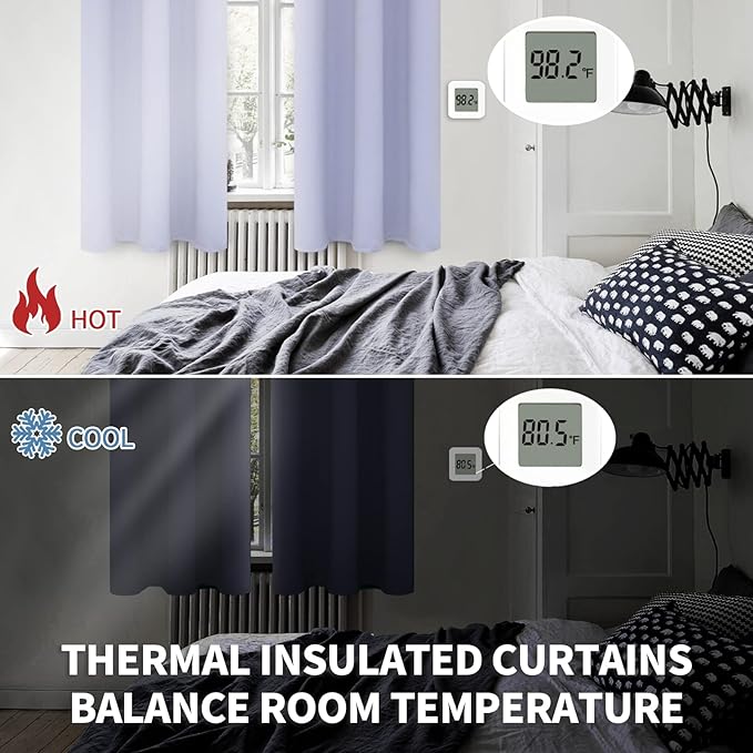 BGment Room Darkening Curtains 63 Inches Long - Grommet Thermal Insulated Drapes Window Treatment Curtains for Bedroom, 2 Panels, 52 x 63 Inch, Lavander