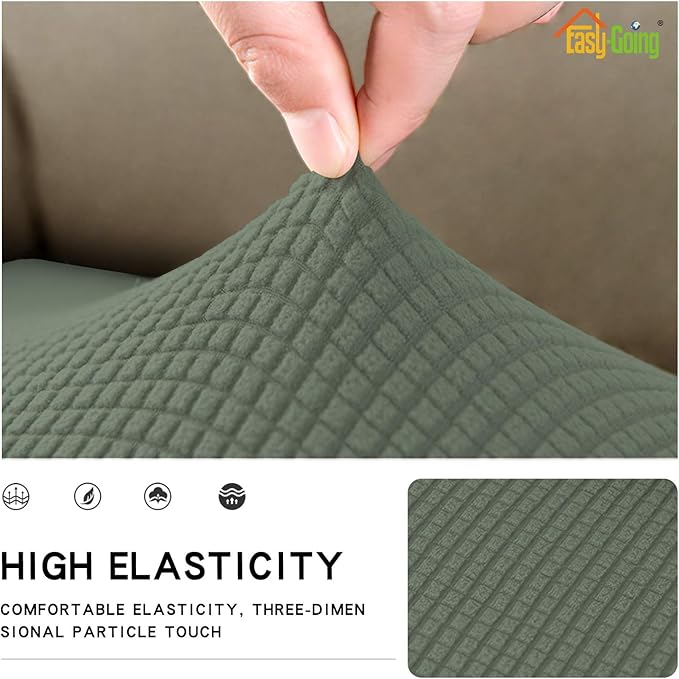 Easy-Going Stretch Cushion Cover Sofa Cushion Furniture Protector Sofa Seat Sofa slipcover Sofa Cover Soft Flexibility with Elastic Bottom(Oversized Sofa Cushion, Greyish Green)