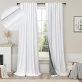 Elegant Curtains for Living Room 102 Inch Long Faux Linen Back Tab Rod Pocket Full Blackout Viral Curtains for Sliding Glass Door Nursery Thermal Curtains for Summer Heat 52x102 Length 2 Panels White