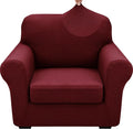 XINEAGE 2026 New 2 Pieces Chair Covers with Arms Super Stretch Chair Slipcover for Living Room Pet Dog Universal Slip Cover Anti Slip Armchair Furniture Protector (Wine Red), 31"-46"(1 Cushion)