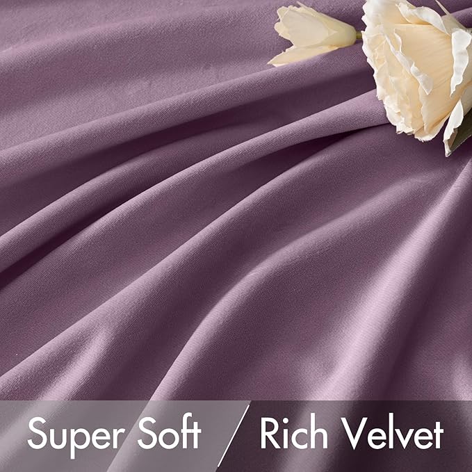 MIULEE Lavender Velvet Curtains 96 inches - Luxury Blackout Curtains for Bedroom Living Room Thermal Insulated Super Soft Window Drapes Rod Pocket & Back Tab, W52 x L96 inches,Purple,2 Panels
