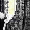 YJ YANJUN Vintage Lace Curtains 63 Inch Length-Victorian Floral Pattern Black Sheer Curtain Panels for Living Room Bedroom,Light Filtering, Gothic Witchy Halloween Drapes 2 Panels 52W x 63L