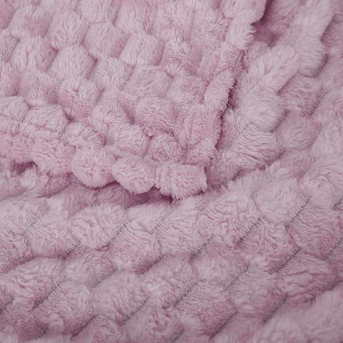 Puncuntex Light Purple Throw Blanket 60"×80" inches Fuzzy 3D Jacquard Decorative Flannel Fleece Super Soft Plush Cozy Blanket for Couch Sofa Chair Lightweight