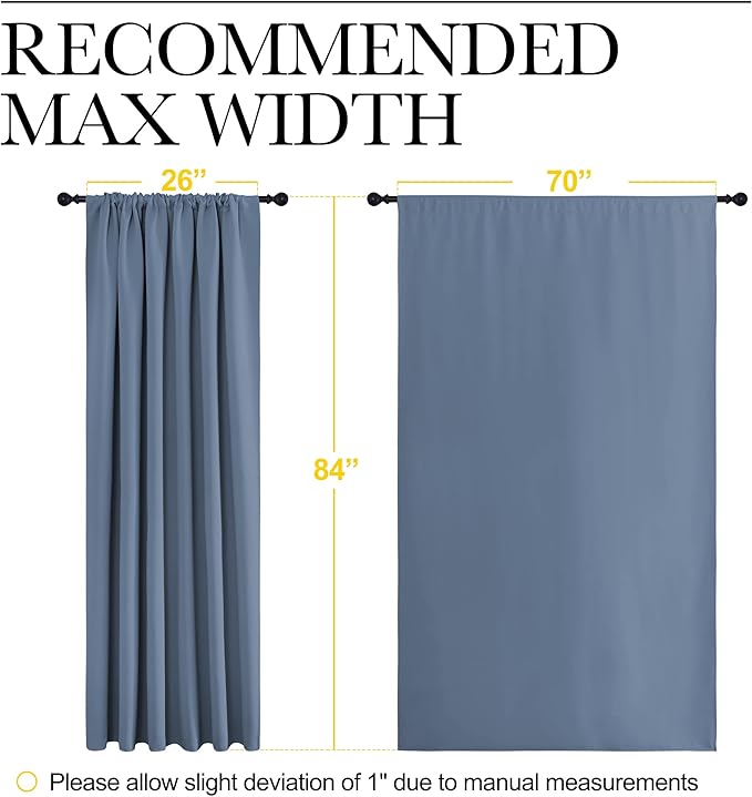NICETOWN Living Room Curtains, Blackout Curtain Panels, Window Treatment Energy Saving Thermal Insulated Solid Rod Pocket Blackout Drapes/Draperies (Stone Blue, 1 Pair, 70 by 84-inch)