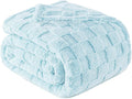 Exclusivo Mezcla Twin Size Flannel Fleece Blanket, Super Soft and Warm Lightweight Checkered Pattern Blankets for All Seasons, 60x80 Inches, Light Blue