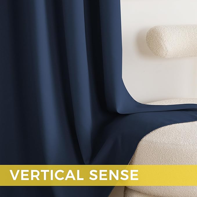 NICETOWN Room Darkening Draperies Curtains Panels, 2 Panels Navy Blue W52 x L90