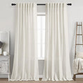 Nanspring Cream Linen Curtains 89 Inches Long for Bedroom Back Tab Light Filtering Privacy Sheer Curtains Modern Farmhouse Coastal Decor Cotton Textured Gauze Curtain for Bathroom 2 Panel Set 52x89