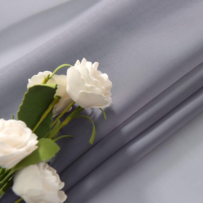 SpaceDresser Sheer Voile Window Treatment Rod Pocket Curtain Panels for Kitchen Bedroom Living Room Drapes Sunlight Filtering Privacy Semi Home Decor Assorted Colors Sizes (Grey, 52 W x 54 L)