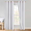 NICETOWN 100% Absolutely Blackout Linen Curtains with Thermal Insulated White Liner, White, 34 inches Wide, 90 inches Length Energy Saving Curtains for Living Room 2 Panels Set, Vertical Blinds