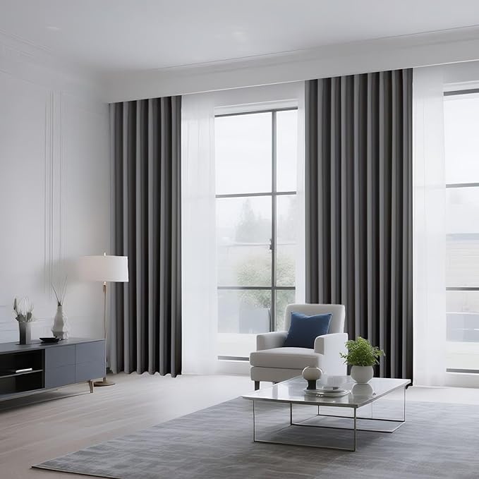 CUCRAF Light Grey Blackout Curtains 54 inch Length 2 Panels Set, Rod Pocket Room Darkening Drapes for Bedroom Living Room, Insulated Thermal Light Blocking Window Curtain (W52 x L54 Inch)
