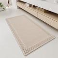RESARE Waffle Bathroom Runner Rugs, Super Absorbent Bath Mat Non Slip Washable Quick Dry, Upgraded Ultra Soft Boho Bath Rugs with Tassels for Hallway Bedroom Laundry Room, 2'x4'(24"x48"), Pale Beige