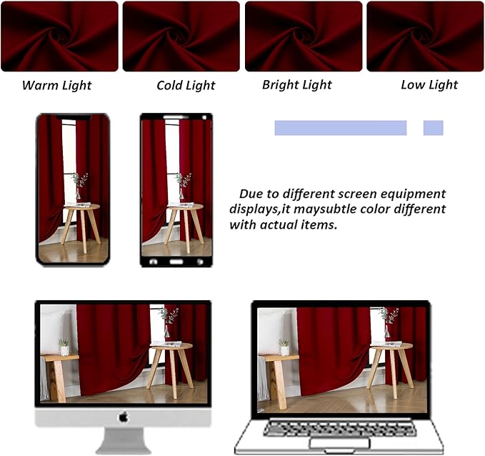 Simplebrand Ava Red Blackout Curtains for Bedroom 84 Inch Length 2 Panels Set, Solid Thermal Insulated Privacy Nursery Window Treatment Curtains Blackout Drapes, W40 x L84 Inch, Red