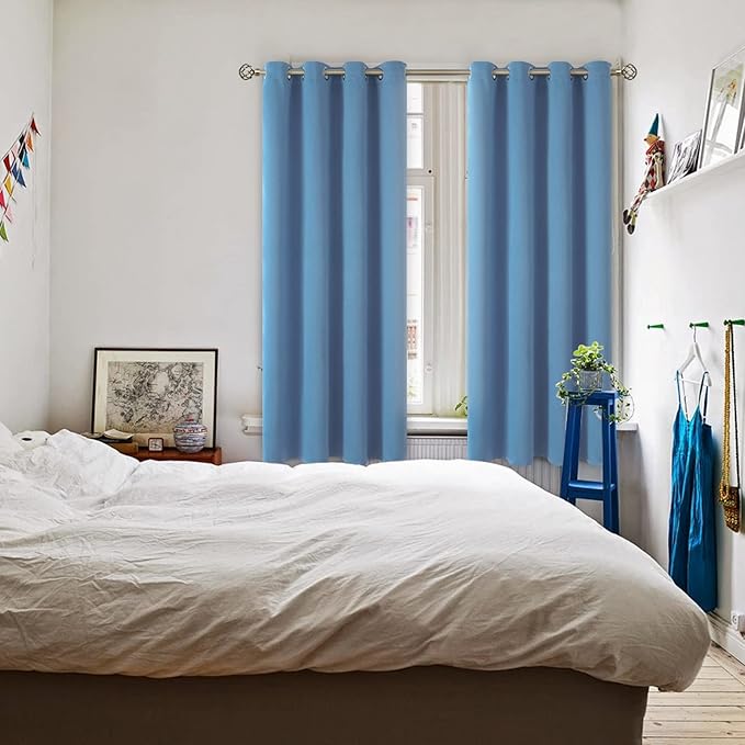 BGment Blackout Curtains for Bedroom - Grommet Thermal Insulated Room Darkening Curtains for Living Room, Set of 2 Panels (52 x 72 Inch, Faded Denim)