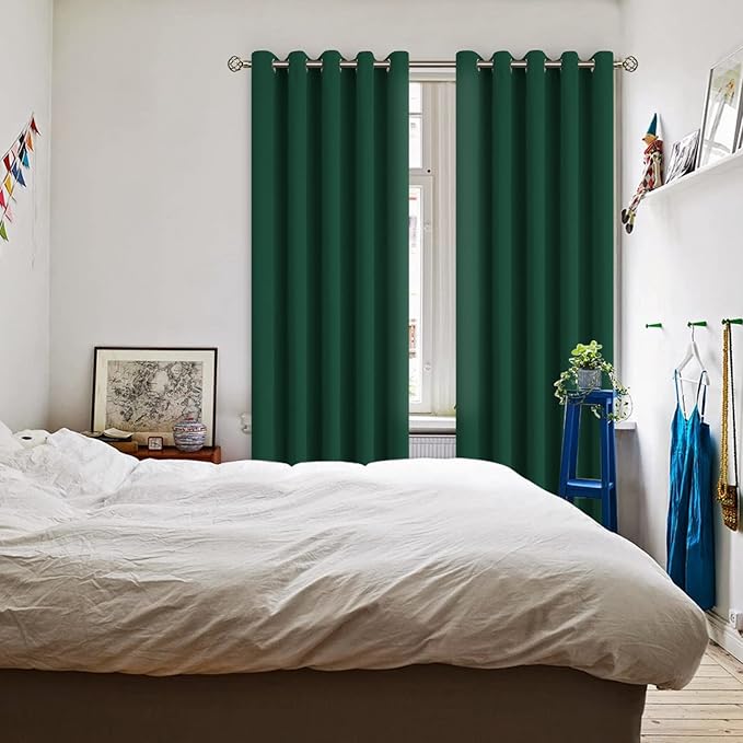 BGment Blackout Curtains for Bedroom - Grommet Thermal Insulated Room Darkening Drapes for Living Room, Set of 2 Panels (70 x 84 Inch, Emerald Green)