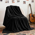 BEDELITE Fleece Blanket Twin Size for Bed Couch, 3D Jacquard Decorative Black Throw, Soft and Cozy Warm Plush Fuzzy Blanket All Seasons Suitable, 60x80Inches