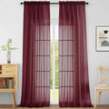 Extra Wide Sheer Curtains for Windows 108 inches Long, Lightweight Light Filtering Soft Drapes for Living Room Bedroom, Dual Rod Pocket Sheer Curtains, 2x59Wx108L inches, Burgundy, 9FT, 2PCS