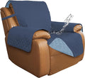 ISSUNTEX Double Protection 100% Waterproof Recliner Covers for Living Room, Reversible Furniture Protector Recliner Couch Sofa Slipcover for Dogs, Pets, Kids (Oversized Recliner, Dark Blue/Light Blue)