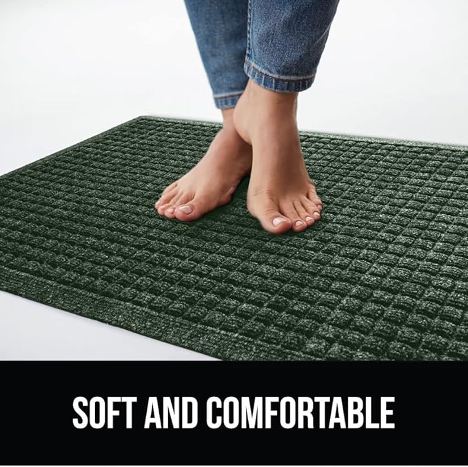 GORILLA GRIP® Ultra Absorbent Front Door Mat Outside Entrance, 47x35, Traps Dirt and Moisture, HydroABSORB Indoor Outdoor Doormat Holds Up to 6 Cups Water, Stain and Fade Resistant Welcome Mat, Green