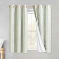 NICETOWN Sage Green Linen Blackout Curtains for Night Shift, Great Job, Set of 2, 34" by 48", Short Kitchen Burlap Linen 100% Blackout Drape Panels with Bronze Grommets for Blocking Light