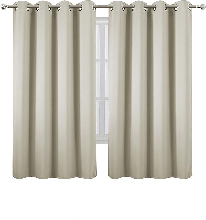 LEMOMO Light Beige Thermal Blackout Curtains/52 x 63 Inch/Set of 2 Panels Room Darkening Curtains