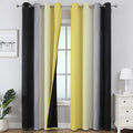 Estelar Textiler Black and Yellow Gradient Blackout Curtains for Bedroom, Thermal Insulated Ombre Blackout Drapes, Full Light Blocking Energy Saving Curtains for Living Room, 52Wx108L, 2 Panels
