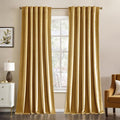 MIULEE Velvet Curtains 90 inches - Luxury Blackout Curtains for Bedroom Living Room Thermal Insulated Super Soft Window Drapes Rod Pocket & Back Tab, Golden, W52 x L90 inches, 2 Panels
