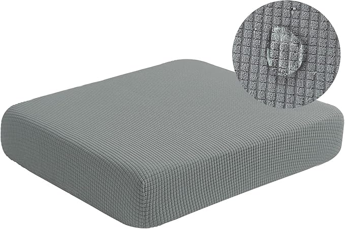 Water Repellent Sofa Cushion Slipcovers, Stretch Seat Cushion Covers Sofa Covers for Living Room Furniture Protector, Thick Jacquard Textured Twill Fabric (Small, Dove Grey)